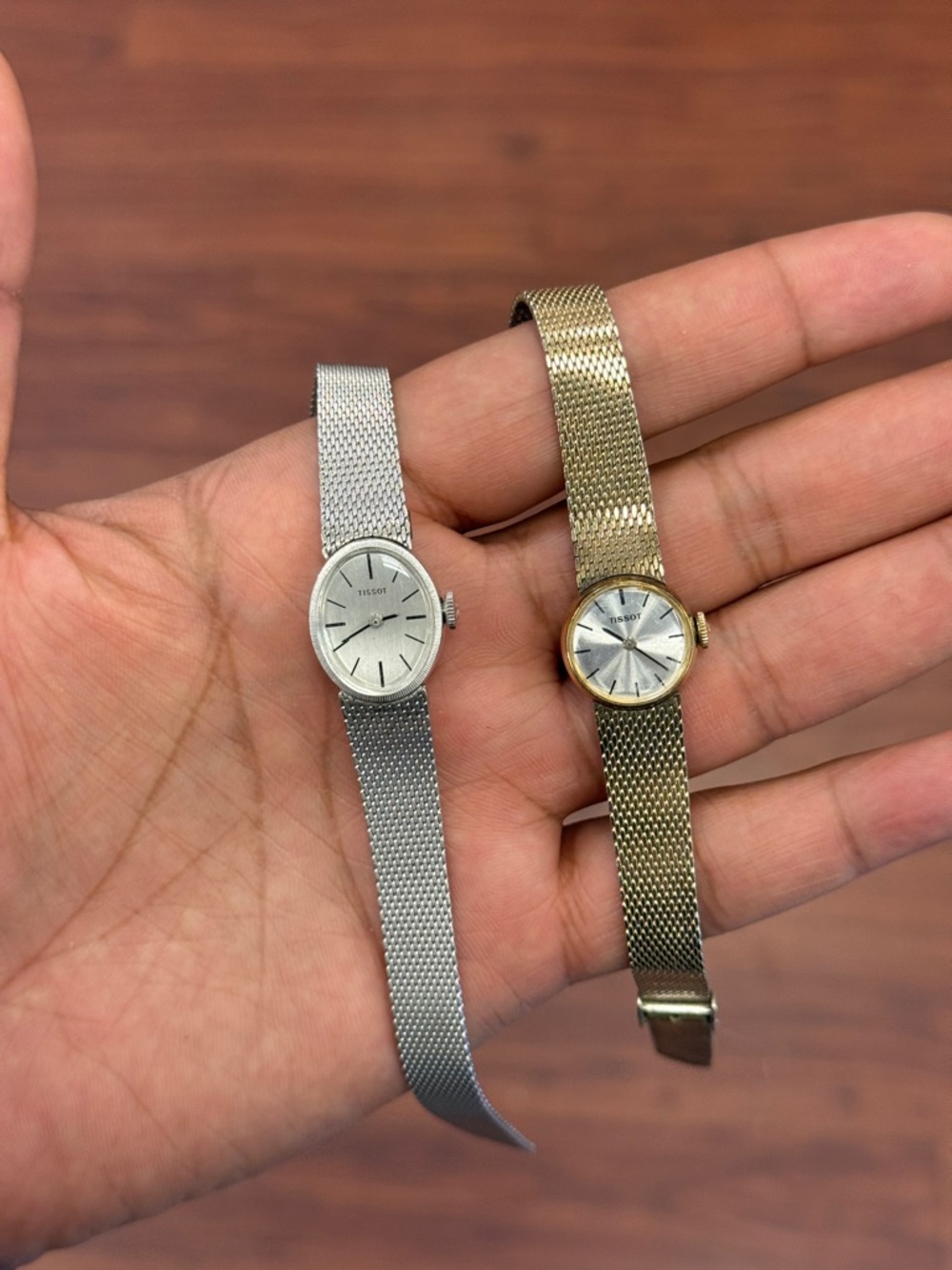 Tissot two Ladies Vintage Mechanical Watch Gold Filled Bracelet Gold silver rare